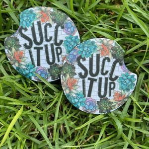 Succulent Succ It Up Car Coaster 2 Pack